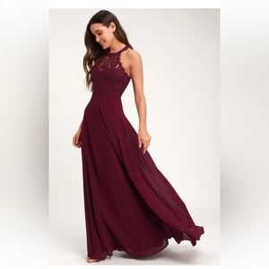 Lulu’s burgundy ‘dance all evening’ maxi dress